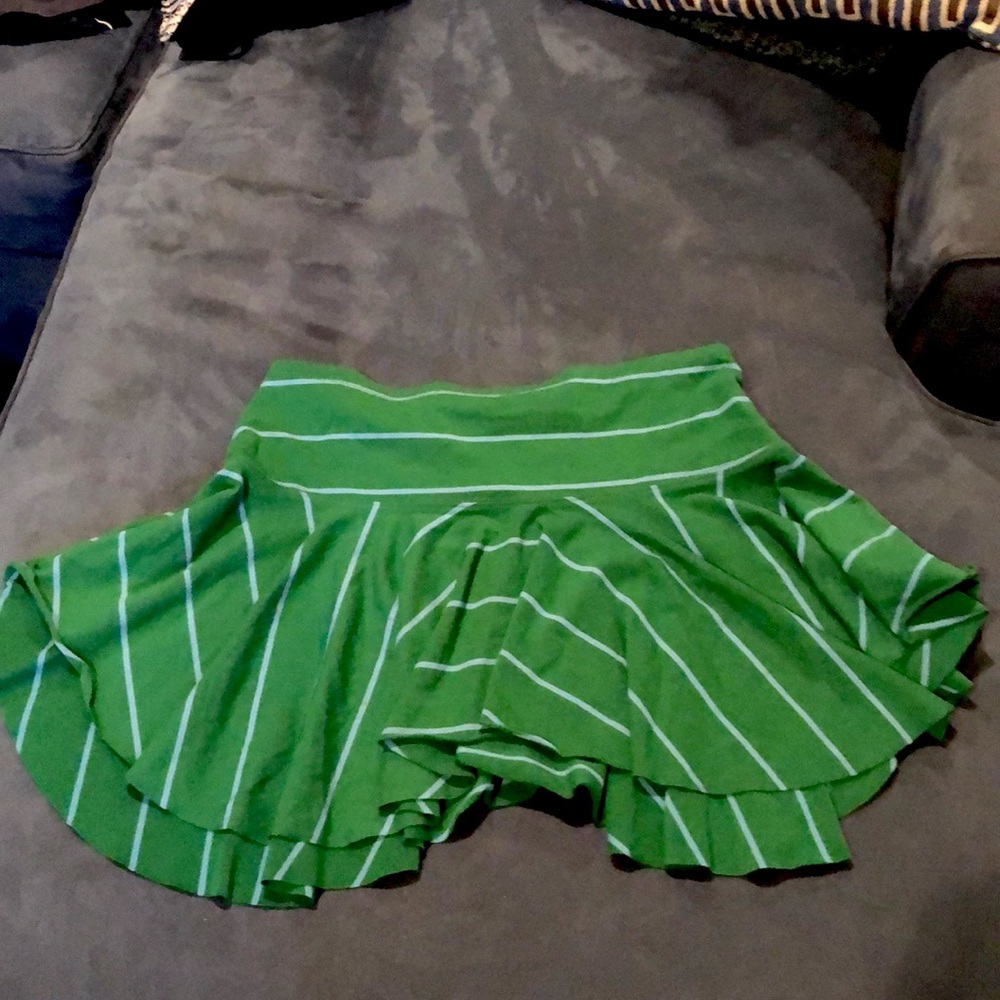 Abercrombie & Fitch green stripe skirt. Stretchy & soft, S, Baby blue stripes